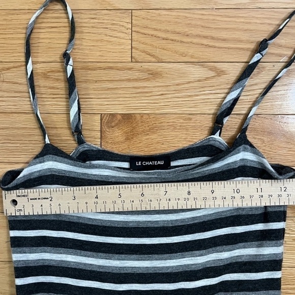 Maxi Dress Small Neutral Grey Black White Handkerchief Hem Striped - Picture 9 of 12